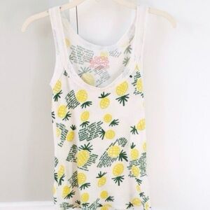Free People White Pineapple Print Tank Top